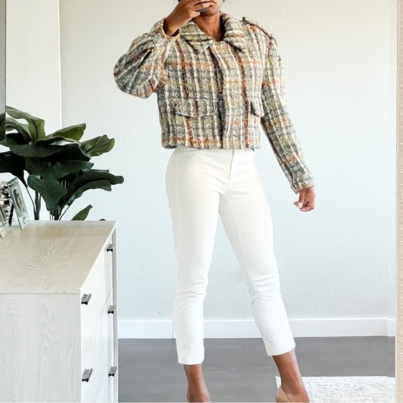 Remain Birger Christensen Lona Boxy Crop Knit Tweed Jacket Aegean Blue Comb nwot - Picture 12 of 15